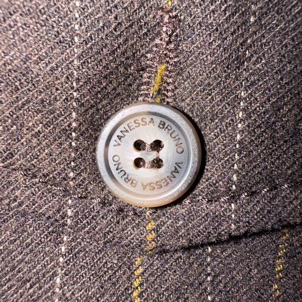 Vanessa Bruno Brown Pinstripe Wide-Leg Trousers Size 40 Wool Viscose Blend Women - Picture 11 of 16